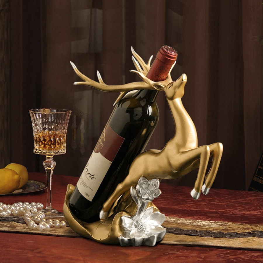 HMR - Golden Deer Wine Bottle Holder Resin Wine Rack Modern Cabinet Decoration