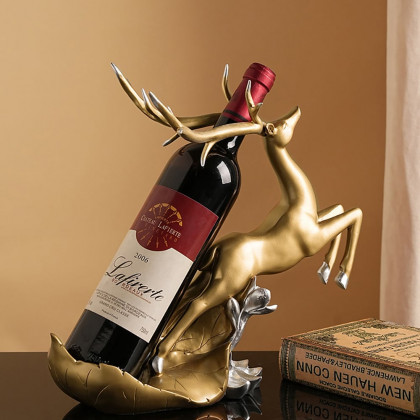 HMR - Golden Deer Wine Bottle Holder Resin Wine Rack Modern Cabinet Decoration
