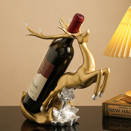 HMR - Golden Deer Wine Bottle Holder Resin Wine Rack Modern Cabinet Decoration