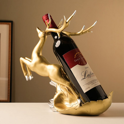 HMR - Golden Deer Wine Bottle Holder Resin Wine Rack Modern Cabinet Decoration
