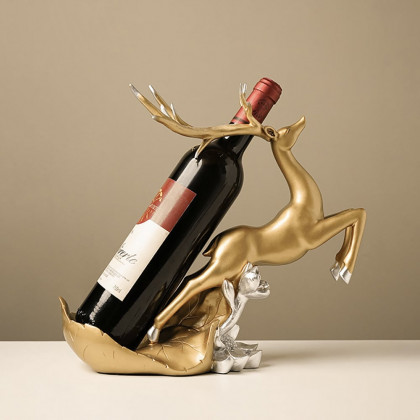 HMR - Golden Deer Wine Bottle Holder Resin Wine Rack Modern Cabinet Decoration