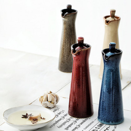 HMR - Ceramic Soy Sauce Dispenser Oil Bottle Liquid Pourer for Kitchen (Set of 4)