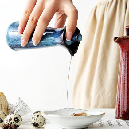HMR - Ceramic Soy Sauce Dispenser Oil Bottle Liquid Pourer for Kitchen (Set of 4)