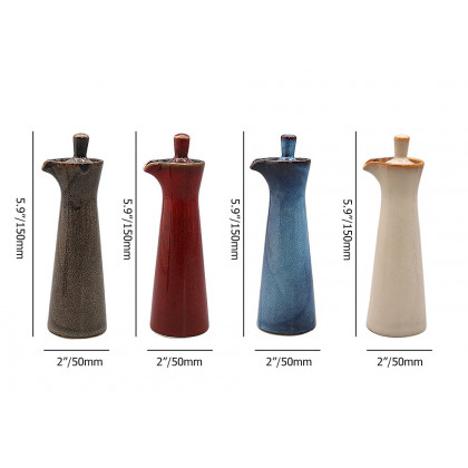 HMR - Ceramic Soy Sauce Dispenser Oil Bottle Liquid Pourer for Kitchen (Set of 4)
