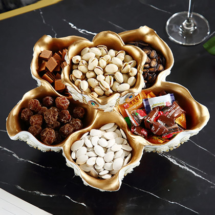 HMR - 2 Tired Dried Fruit Snack Basket Resin Decorative Serving Storage Tray Bowl