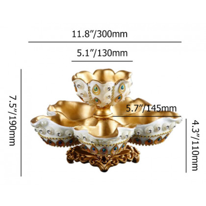 HMR - 2 Tired Dried Fruit Snack Basket Resin Decorative Serving Storage Tray Bowl