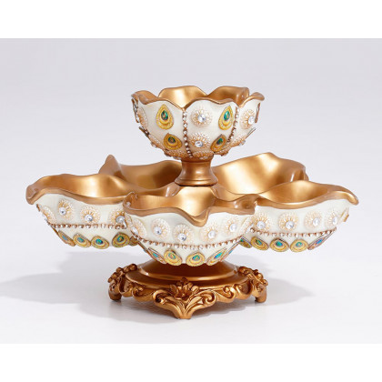 HMR - 2 Tired Dried Fruit Snack Basket Resin Decorative Serving Storage Tray Bowl