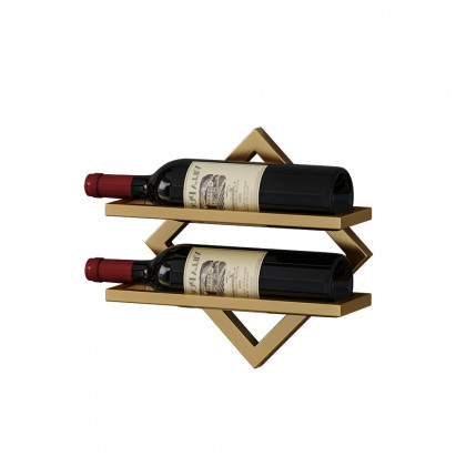 HMR - Gold Wall Mounted Wine Bottle Rack 6-Piece 12 Bottle Metal Hanging Wine Rack