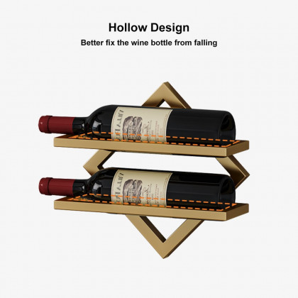 HMR - Gold Wall Mounted Wine Bottle Rack 6-Piece 12 Bottle Metal Hanging Wine Rack