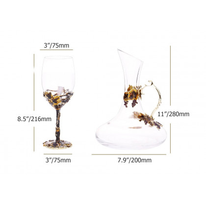 HMR - 5-Piece Red Wine Glass Set Exquisite Vintage Decanter