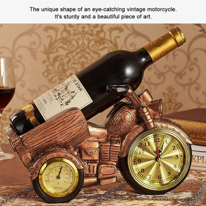 HMR - Motorcycle & Clock Wine Rack Decorative Countertop Wine Bottle Holder