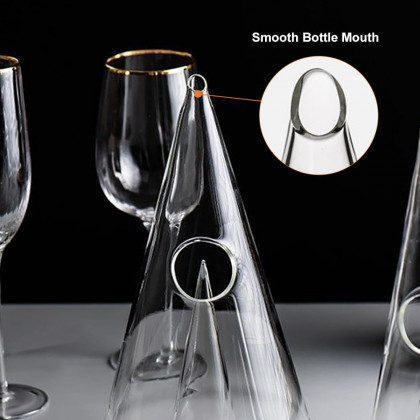 HMR - Unique Pyramid Glass Wine Decanter Hand Blown Red Wine Carafe with Wide Base