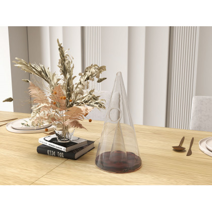 HMR - Unique Pyramid Glass Wine Decanter Hand Blown Red Wine Carafe with Wide Base