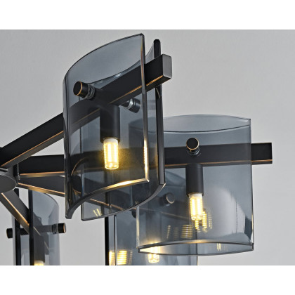 HMR - 8-Light Chandelier Black Glass Mid Century Ceiling Light