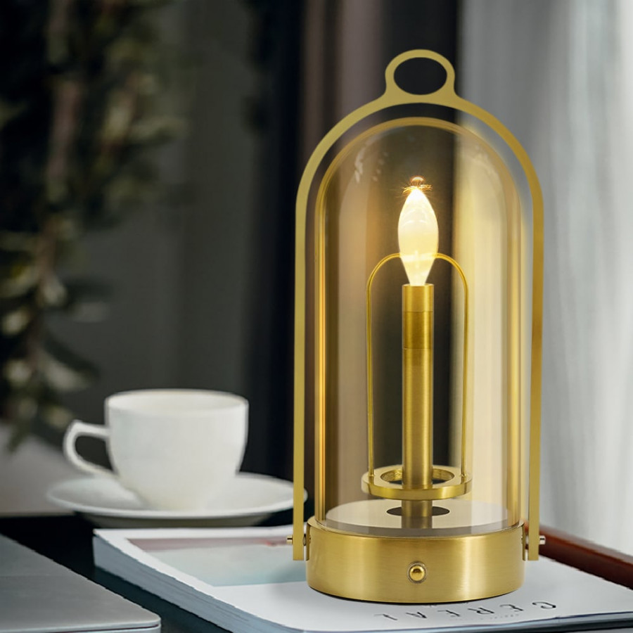 HMR - 2500mAh Bronze Gold Portable LED Cordless Table Lamp Dimmable Rechargeable Night Light