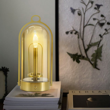 HMR - 2500mAh Bronze Gold Portable LED Cordless Table Lamp Dimmable Rechargeable Night Light