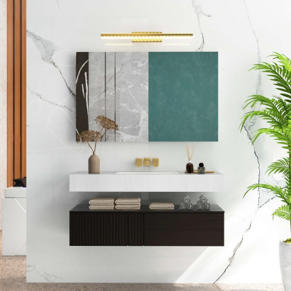 HMR - Glam Gold Metal & Crystal LED Wall Light Bathroom Vanity Lighting 3 Color Mirror Lamp