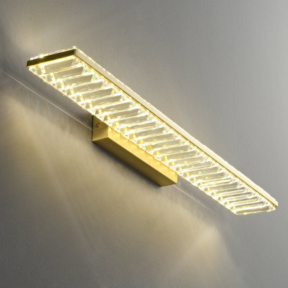 HMR - Glam Gold Metal & Crystal LED Wall Light Bathroom Vanity Lighting 3 Color Mirror Lamp