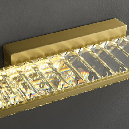 HMR - Glam Gold Metal & Crystal LED Wall Light Bathroom Vanity Lighting 3 Color Mirror Lamp