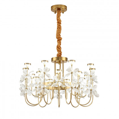 HMR - Art Deco 18-Light Gold Metal Frame Chandelier Led Pendant Lights for Living Room