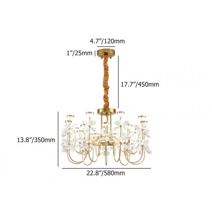 HMR - Art Deco 18-Light Gold Metal Frame Chandelier Led Pendant Lights for Living Room