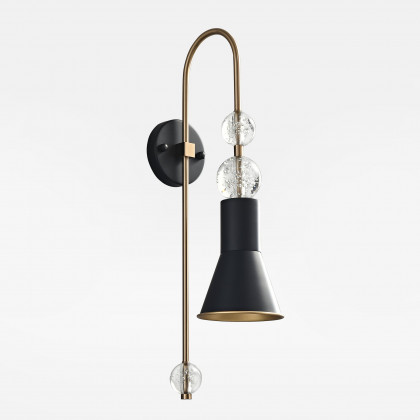 HMR - Modern Black & Gold 1-Light Wall Lighting Metal & Glass Wall Sconce