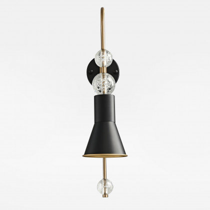 HMR - Modern Black & Gold 1-Light Wall Lighting Metal & Glass Wall Sconce