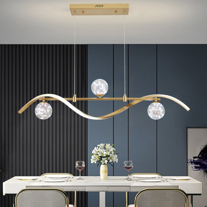 HMR - 4-Light LED Linear Kitchen Island Lighting in Gold with Glass Globe Shade Dimmable