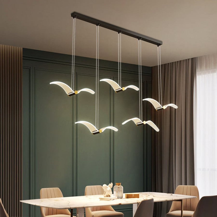 HMR - 5-Lights Seagull Acrylic Modern Pendant Kitchen Island Lighting for Dining Room