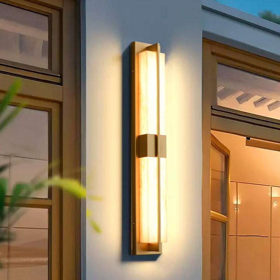 HMR - 31" Gold LED Outdoor Wall Lighting Modern Waterproof IP65 Outside Wall Sconce for House