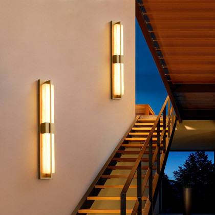 HMR - 31" Gold LED Outdoor Wall Lighting Modern Waterproof IP65 Outside Wall Sconce for House