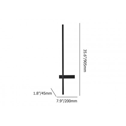 HMR - 35" LED Long Strip Outdoor Wall Lighting Waterproof IP65 Outside Wall Sconce in Black
