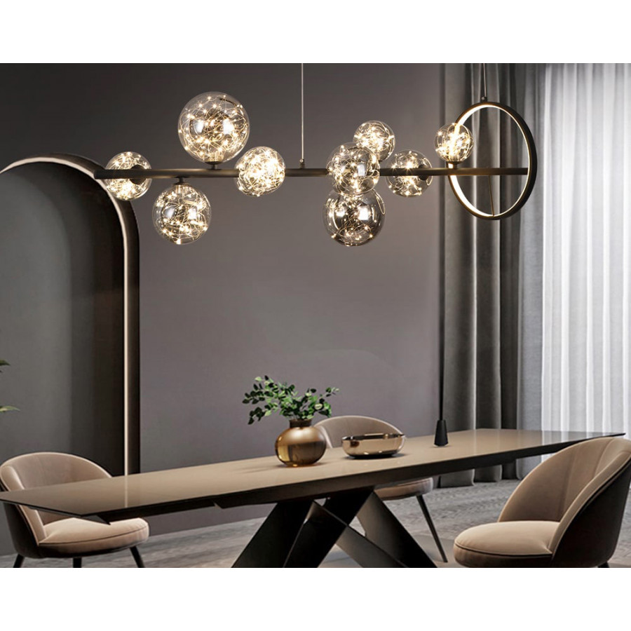 HMR - Modern Kitchen Island Light with Glass Globe Shade Ceiling Pendant Lights