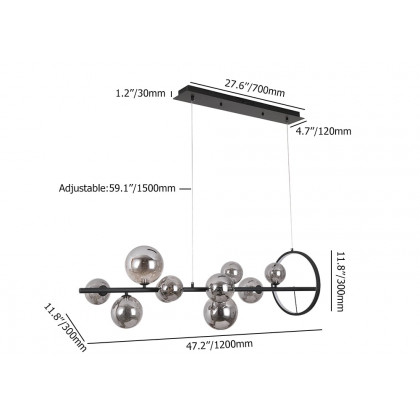 HMR - Modern Kitchen Island Light with Glass Globe Shade Ceiling Pendant Lights