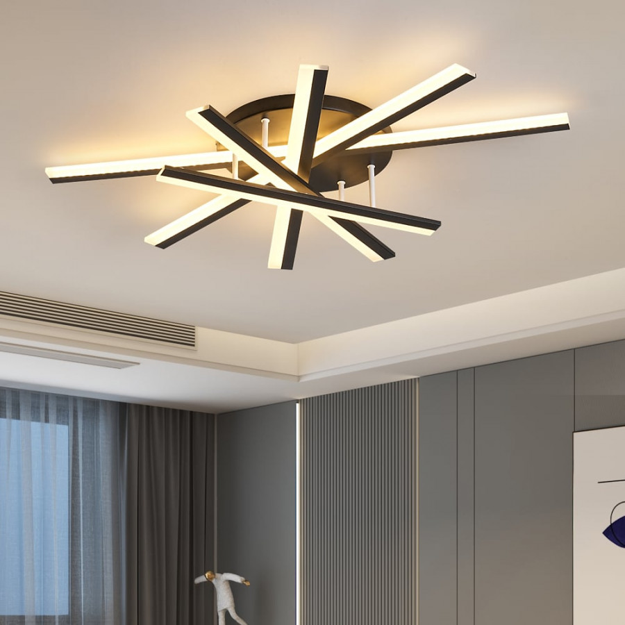 HMR - 5-Light Black LED Modern Semi Flush Mount LED Acrylic Ceiling Lights for Living Room