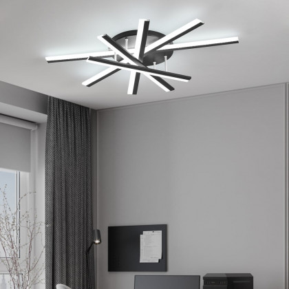 HMR - 5-Light Black LED Modern Semi Flush Mount LED Acrylic Ceiling Lights for Living Room