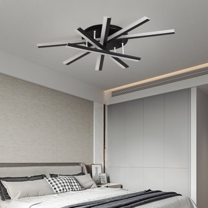 HMR - 5-Light Black LED Modern Semi Flush Mount LED Acrylic Ceiling Lights for Living Room