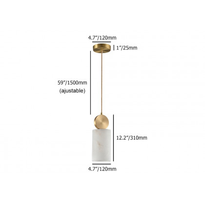 HMR - Gold Pendant Light with Alabaster Marble Shade for Living Room