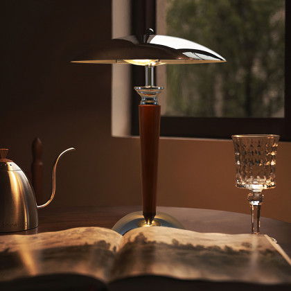 HMR - Mid Century Vintage Metal & Wood Table Lamp