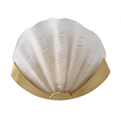 HMR - Art Deco Brass Wall Sconce Glass Shell Shape Golden Wall Light for Bedroom