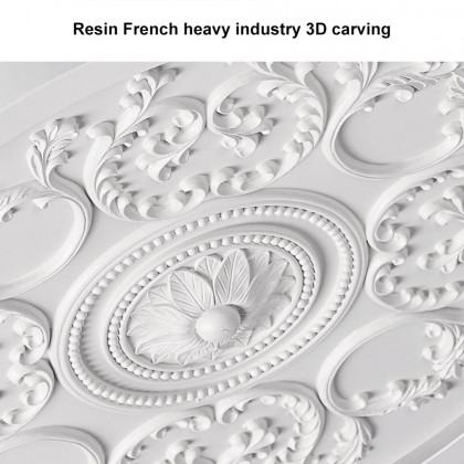 HMR - French Elegant White Resin 3D Carved LED 3 Modes Dimmable Flush Ceiling light