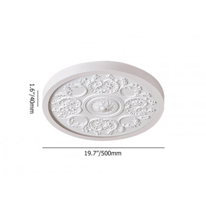 HMR - French Elegant White Resin 3D Carved LED 3 Modes Dimmable Flush Ceiling light