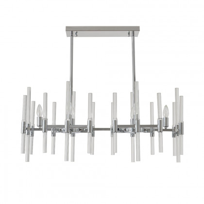 HMR - 6-Light Chrome Modern Glass Pendant Kitchen Island Lighting for Dining Room