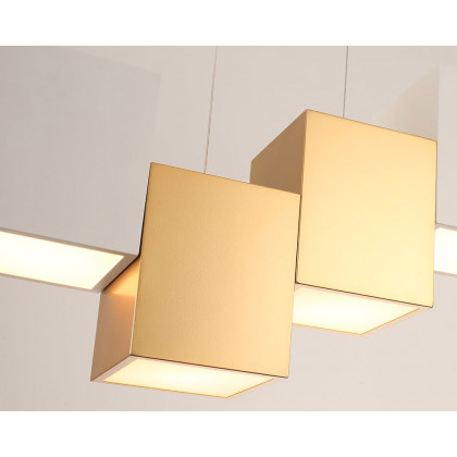 HMR 6-Light Modern Linear Kitchen Island Light Square Pendant Light - White & Gold