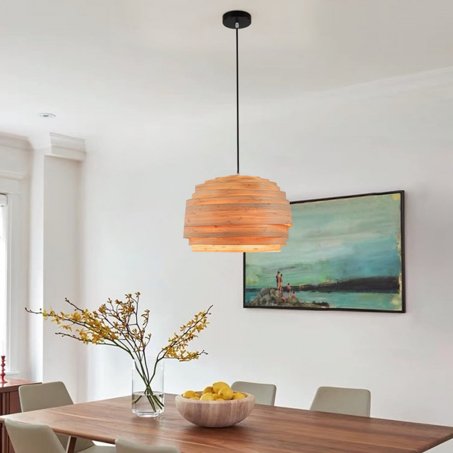 HMR - Mid-Century Modern Wood Pendant Chandelier Light for Living Room Home Deco
