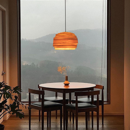 HMR - Mid-Century Modern Wood Pendant Chandelier Light for Living Room Home Deco