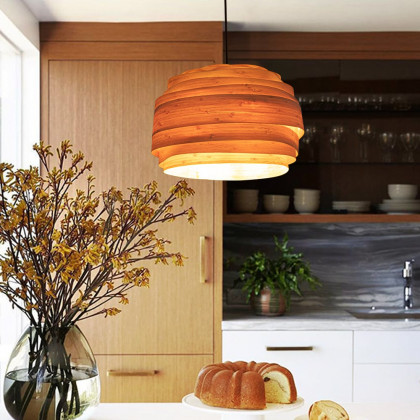 HMR - Mid-Century Modern Wood Pendant Chandelier Light for Living Room Home Deco