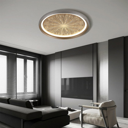 HMR - Creative Silver LED Flush Ceiling Light with Brilliant Firework Dimmable&Remote Control