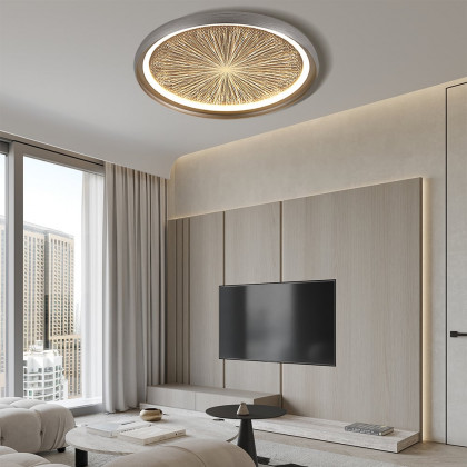 HMR - Creative Silver LED Flush Ceiling Light with Brilliant Firework Dimmable&Remote Control