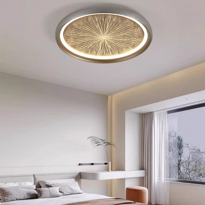 HMR - Creative Silver LED Flush Ceiling Light with Brilliant Firework Dimmable&Remote Control